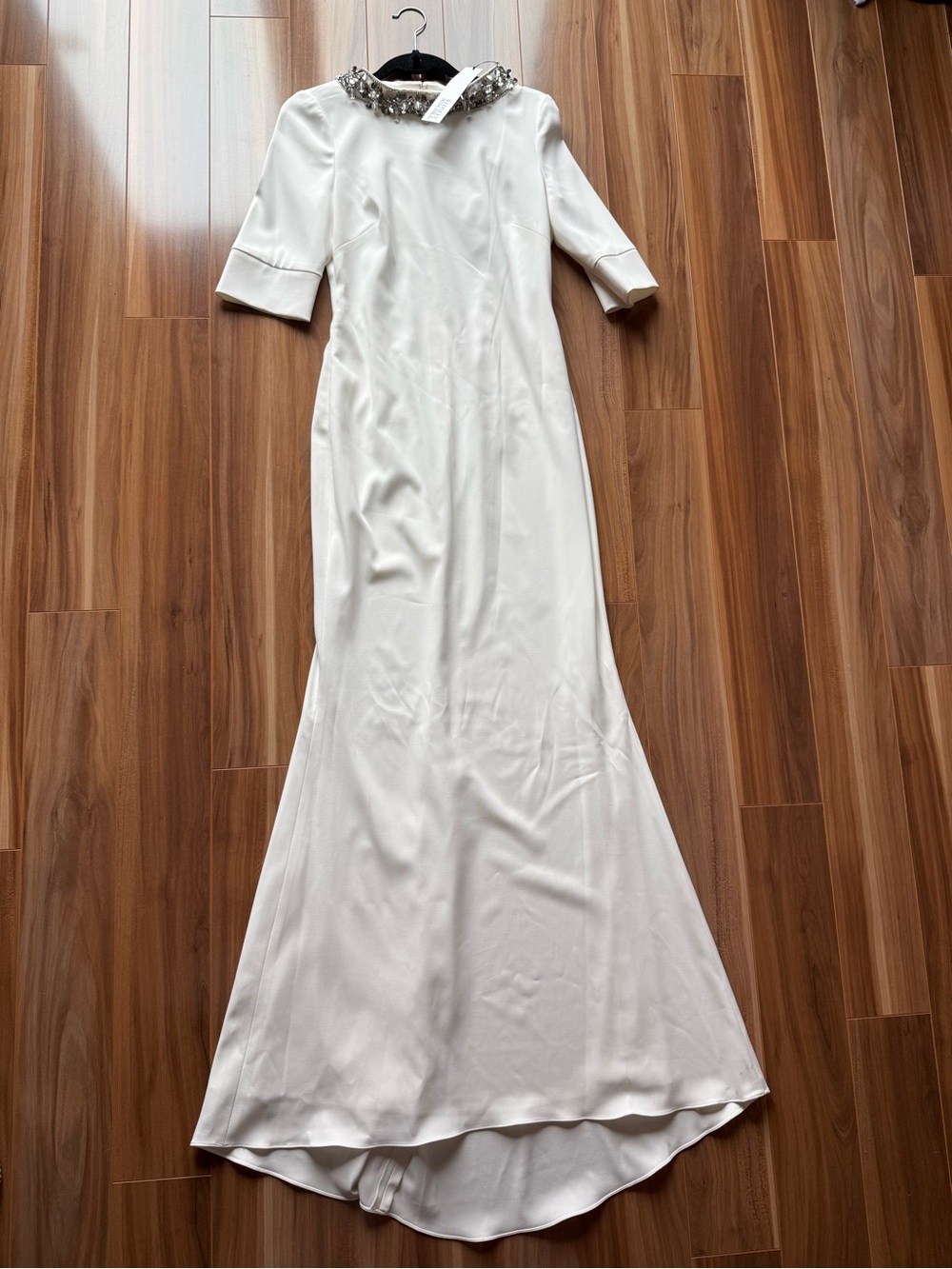 NWT Badgley Mischka Maxi Dress with Embellished Neckline - size 6